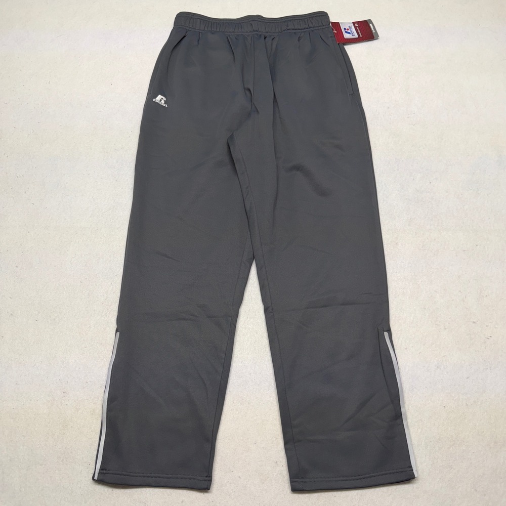 NWT Russell Athletic Dri-Power Track Pants Zip Leg Fleece Lined Gray Mens Medium